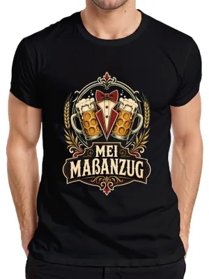 Imagen del producto de Camiseta para hombre, diseño "Oktoberfest", con motivos de traje tradicional alemán, cerveza, "lederhosen" (pantalones de cuero) y "dirndl" (vestido tradicional), color , talla M