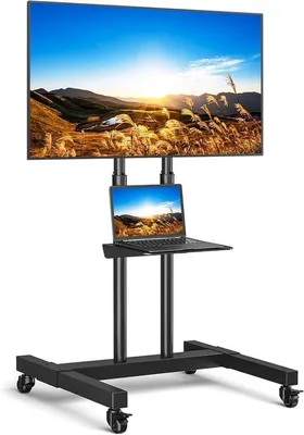 Produktbild von Famanu Mobile TV-Ständer mit Rollen – Höhenverstellbar und Neigbar für 32-80 Zoll TVs