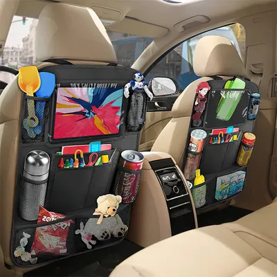 Produktbild von Autositz Rückenlehne Tasche 2 Pcs Autositz Rückenlehne Protector und Veranstalter, Oxford Tuch Autositz Veranstalter, wasserdicht, schwarz