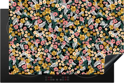 Produktbild von KitchenYeah© Herdabdeckplatte Blumen - Regenbogen - Muster , 81x52cm, Küche Deko, Glaskeramikkochfeld Herdabdeckung, Abdeckplatte fùr Kochfeld