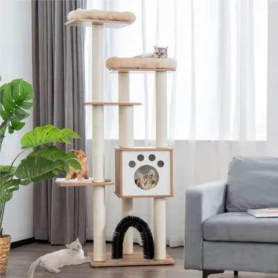 Produktbild von Kratzbaum - Kratzbaum mit Höhle - Katzenmöbel - Kratzbaum - Katzenbaum - Holzkratzbaum, 170 cm