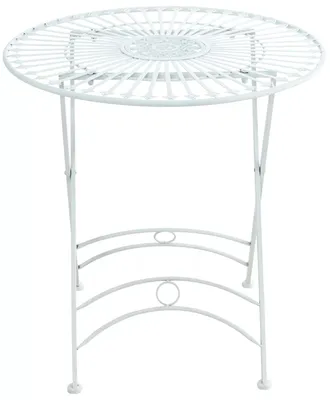 Zdjęcie produktu dla In And OutdoorMatch Okrągły metalowy stół ogrodowy Shanie - 4 osoby - Odporny na warunki atmosferyczne - Biały - 71x71x71cm