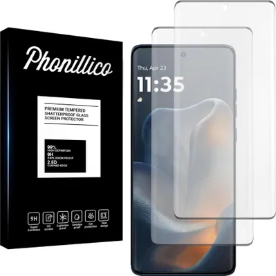 A product box and screen protectors for a smartphone.