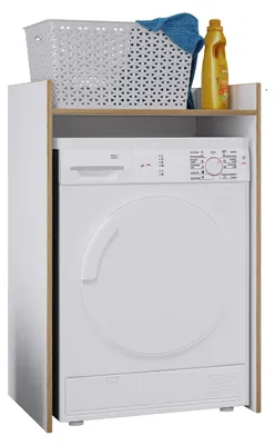 Image de Meuble sous-lave-linge avec étagère, dimensions approximatives : H 100 x L 67 x P 48 cm, étagère pour machine à laver, idéal pour la salle de bain et la buanderie, meuble sous-lave-linge - Rislo L