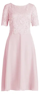 Immagine prodotto di Abito da cocktail da donna Vera Mont, color rosa tenue, con dettagli in pizzo, taglia 54
