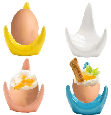 Eierbecher-Set aus Keramik, 4 Stück, rund, für Frühstück