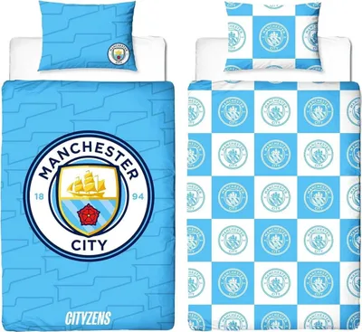 Obrázek produktu pro Manchester City FC - Ložní prádlo Crest, oboustranné TC186 (jednolůžko) (modré)