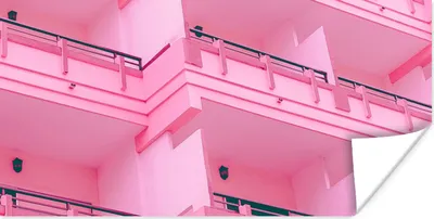 Produktbild von MuchoWow® Poster Balkon - Sommer - Rosa - Architektur 160x80 cm - Foto Poster