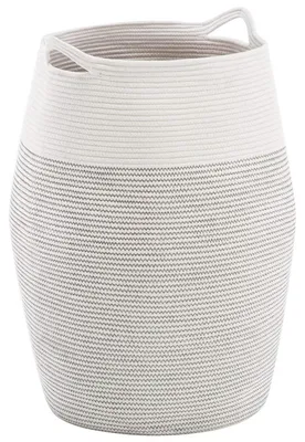 Produktbild von Wäschekorb geflochten 105L Grau Weiß Baumwolle 38x50cm