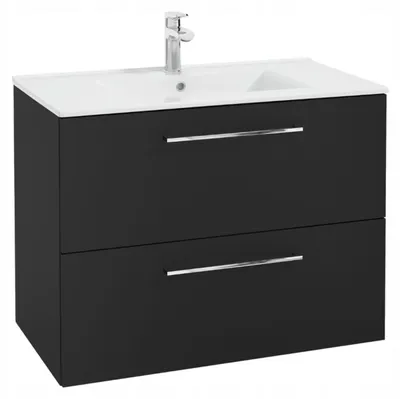 Zdjęcie produktu dla Szafka Łazienkowa z Umywalką Czarna Matowa 70 Wisząca Szuflady Soft Close