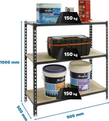 Produktbild von MADERCLICK 3/500 1000 ANTRACITE/MADEIRA Metallregal