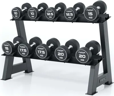 Produktbild von ATLETICA Ablage für Rundhanteln | 10 Stück | Kurzhantelablage für Rundhanteln | 2 Ebenen | Stabiler Kurzhantelständer für 10 Hanteln | Bis 500 kg belastbar |
