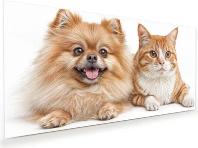 Produktbild von Glasbild 100x50cm in XXL für Wohnzimmer, Schlafzimmer Motiv Hund und Katze