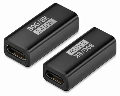 Produktbild von INF 2er-Pack 240W 80Gbps USB-C Buchse-Buchse Adapter für 8K Video & PD Schwarz