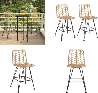 Immagine prodotto di vidaXL Sgabello da bar 2 pezzi 45x56x103,5 cm PE rattan e acciaio - Sgabello da bar - Sedia - Sgabello da cucina - Sgabello da bar