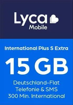 Produktbild von Lyca Prepaid Smartphone SIM Karte ohne Vertrag International Plus S extra 15GB