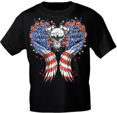 Produktbild von T-Shirt mit Print - Motor American Flag Wings 12982 Gr. S-3XL Größe - S