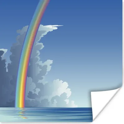 Produktbild von MuchoWow® Poster Eine Illustration eines Regenbogens über dem Meer 50x50 cm - Wohnzimmerdekoration