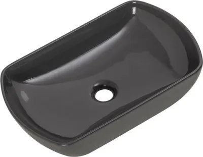 Produktbild von FACKELMANN Keramik Waschtisch NEW YORK / Maße (B x H x T): ca. 50,5 x 12 x 31,5 cm / ovales Aufsatzbecken / Waschbecken fürs Bad und Gäste WC / Keramikbecken mit Permanentablauf / Farbe: Grau