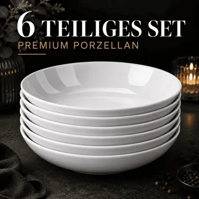 Produktbild von 6 Pastateller Porzellan Teller Suppenteller Speiseteller Schüssel Pasta Salat