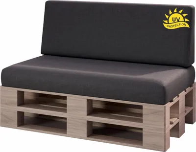 Produktbild von sunnypillow 2er Palettenkissen Set mit abnehmbarem Bezug UV - beständig Sitzkissen + Rückenkissen | Anthrazit |