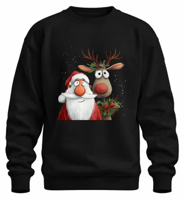 Imagen del producto de Camiseta de cuello redondo o sudadera con estampado de Rudolph, el reno de nariz roja, diseño navideño, apta para hombres y mujeres, color , talla S