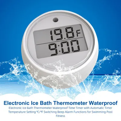 Produktbild von Elektronisches Eisbad-Thermometer, wasserdichter Zeit-Timer mit automatischer Temperatureinstellung ℃/℉, umschaltender Signalton-Alarmfunktionen für Schwimmbad