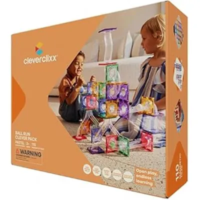 Produktbild von Cleverclixx Ball Run Clever Pack Pastel / Magnetstein - Kugelbahn - 110 Teile