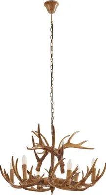Produktbild von Lindby Hängeleuchte Fibi, braun, Geweih, 6-flammig E14