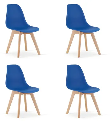 Productafbeelding van Stoel - Leobert - Kito - Blauw/Natuurlijke poten - 46 x 54,5 x 80 cm - Set van 4