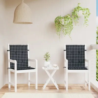 Produktbild von "2024"cloris Niedriglehner-Auflagen 2 Stk. Schwarz Karomuster Stoff - Gartenmöbelauflagen CHY83563365