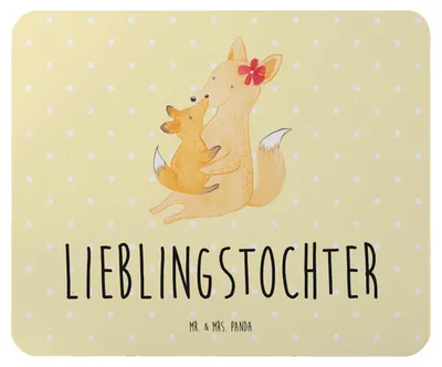 Produktbild von Mr. & Mrs. Panda Mauspad Fuchs Mama - Gelb Pastell - Geschenk, Muttertag, Mousepad, Schoß, Mutter, computer, pc, Tochter, Mouse Pad, mousematte