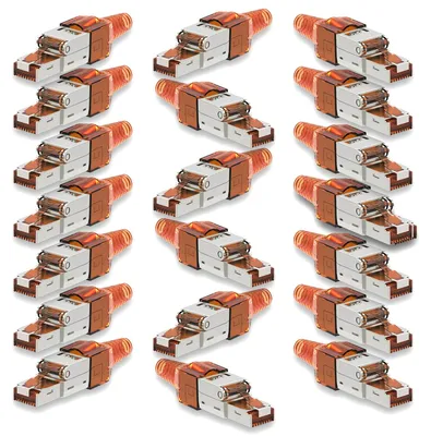 Produktbild von 20x Netzwerkstecker CAT 7 Werkzeuglos RJ45 Netzwerk Metall Stecker Verlegekabel