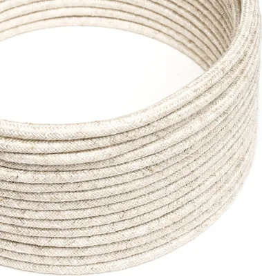 Image de Creative-Cables Câble d'alimentation en lin, neutre naturel, 1 m, Section 2 x 0,75 mm², rond