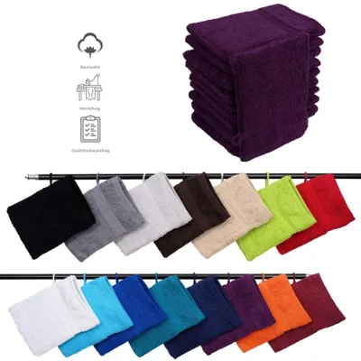 Produktbild von 5er Set Frottee Waschhandschuhe Elegance 16x21 cm 100% Baumwolle 500 gsm Waschhandschuh aubergine