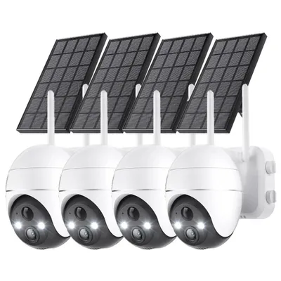 Produktbild von 4 Stück 2K Überwachungskamera Aussen 5MP 360° PTZ Solar Kamera 30M Farbige Nachtsicht PIR Bewegungserkennung Alexa Kompatibel 4DBi WLAN-Antenne
