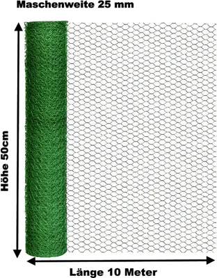 Produktbild von Hasendraht grün 50cm x 10m Kaninchendraht Hühnerdraht 25mm Gehege Zaun Draht