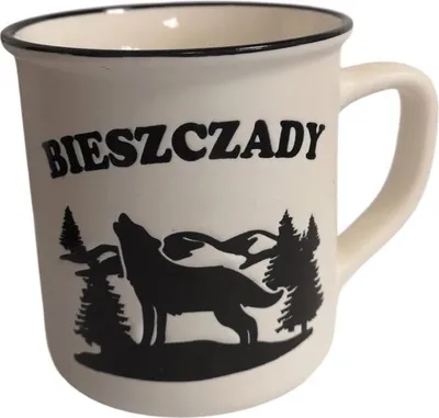 Image de Montagnes des Bieszczady. Tasse en céramique 400 ml. Blanche.