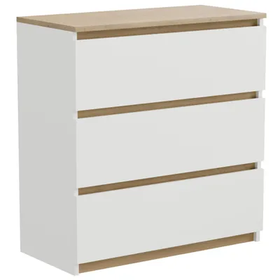 Obrázok produktu pre Komoda - 60x77x37 cm - biela - s 3 zásuvkami - stabilná - moderná - do obývačky spálne