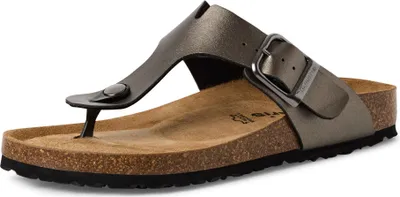 Produktbild von Tamaris Damen Pantolette Zehentrenner mit Tieffußbett aus Leder 1-27522-42, Größe:37 EU, Farbe:Grau