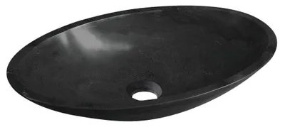 Produktbild von Sapho BLOK Stein-Waschbecken zum Aufsetzen, 60x35cm, schwarz Marquin matt