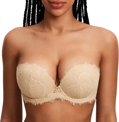 Produktbild von BH ohne Bügel, mit Push-Up-Effekt und Spitze, für Damen