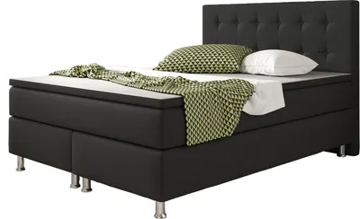 Produktbild von Inter Handels Boxspringbett Köln 180x200 | Boxspringbett mit Webstoff Schwarz