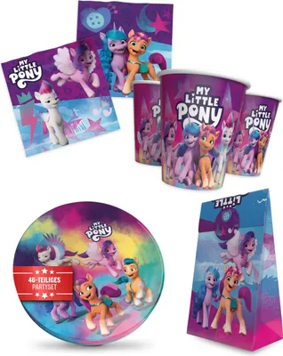 Produktbild von My Little Pony Deko Set 46tlg Teller Becher Servietten Geschenktüten Geburtstag