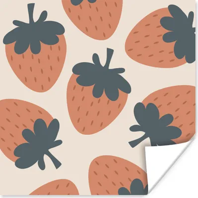 Produktbild von MuchoWow® Poster Obst - Pastell - Erdbeere - Muster 50x50 cm - Wohnzimmerdekoration