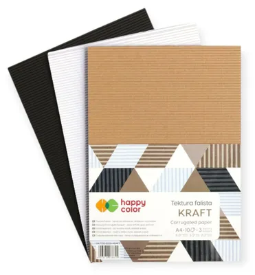 Obrázek produktu pro Vlnitá lepenka A4, 10 listů, 3 barvy: Kraft 2, Happy Color