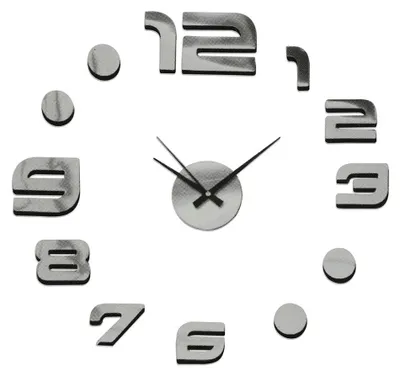 Obrázek produktu pro MPM-Quality Quality – Nalepovací nástěnné hodiny EVA plastové, quartz strojek, stříbrné, průměr 60 cm, arabské číslice