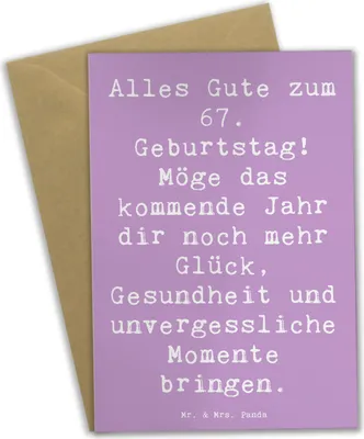 Produktbild von Mr. & Mrs. Panda Klappkarte Spruch 67. Geburtstag - Lavendeltraum - Geschenk, Glückwunschkarte, Alles Gute zum, Geburtstagssprüche 67, Herz, weihnachtskarten, osterkarten
