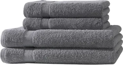 Produktbild von 4er Set Frottee 2x Handtücher 2x Duschtücher Elegance 100% Baumwolle 500 gsm 50x100 cm 70x140 cm anthrazit