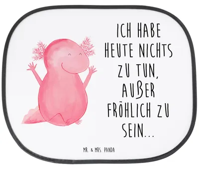 Produktbild von Mr. & Mrs. Panda Autoscheiben Sonnenschutz Axolotl Hurra - Weiß - Geschenk, Motivation, Sonnenblende Auto, pkw, Zufriedenheit, Schwanzlurch, für, Fenster